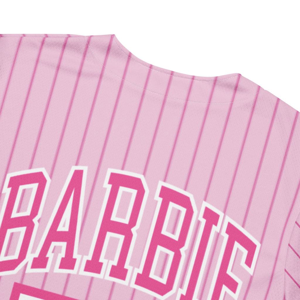 Barbie Pink Striped Baseball Jersey – Mattel Creations Australia