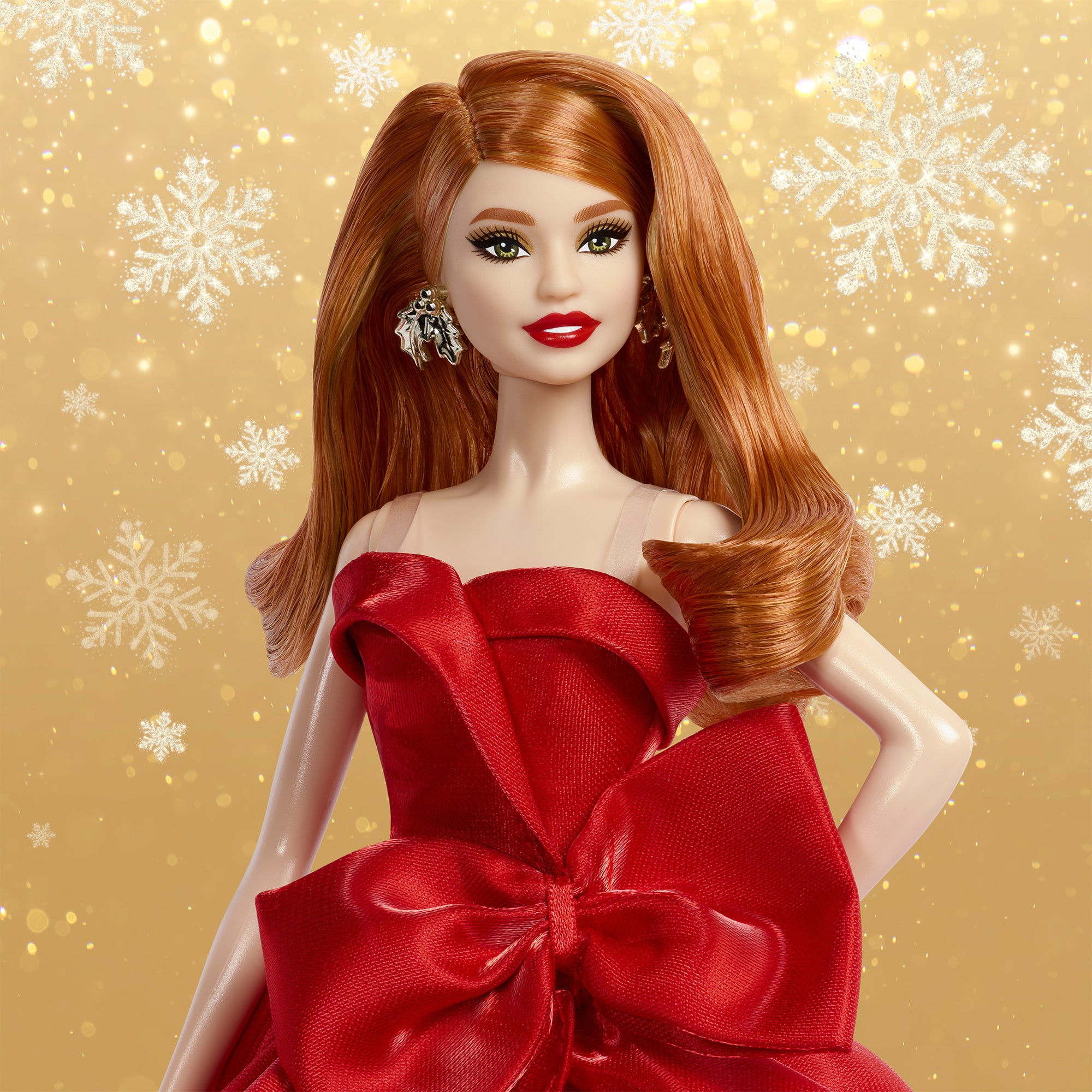 holiday barbie red dress Signature Doll, 2024 Fashion Doll with Brown Hair Wearing Plaid Gown, Seasonal Collector Gift in Displayable Packaging : Toys & Games In packaging thats ideal for display HGW73 2022 Holiday Barbie (Redhead)