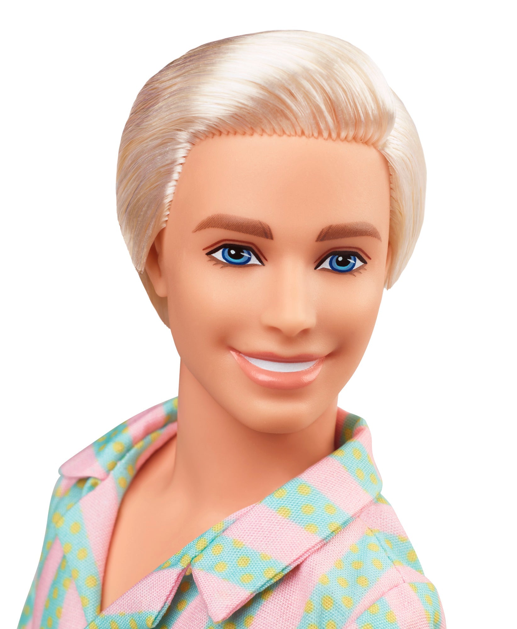 Barbie The Movie  Ken Doll Wearing Pastel Striped Beach Matching Set