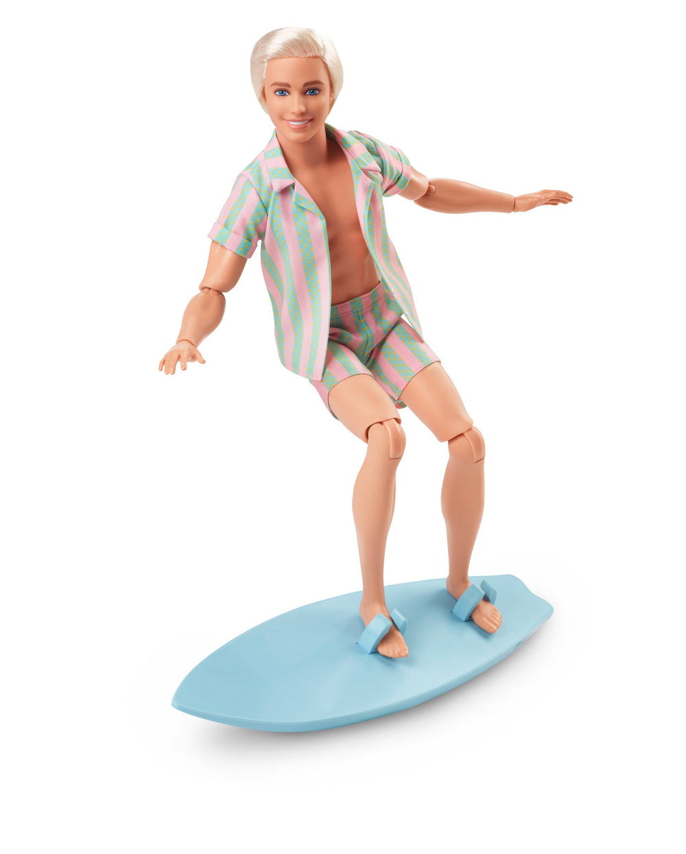 Barbie The Movie  Ken Doll Wearing Pastel Striped Beach Matching Set