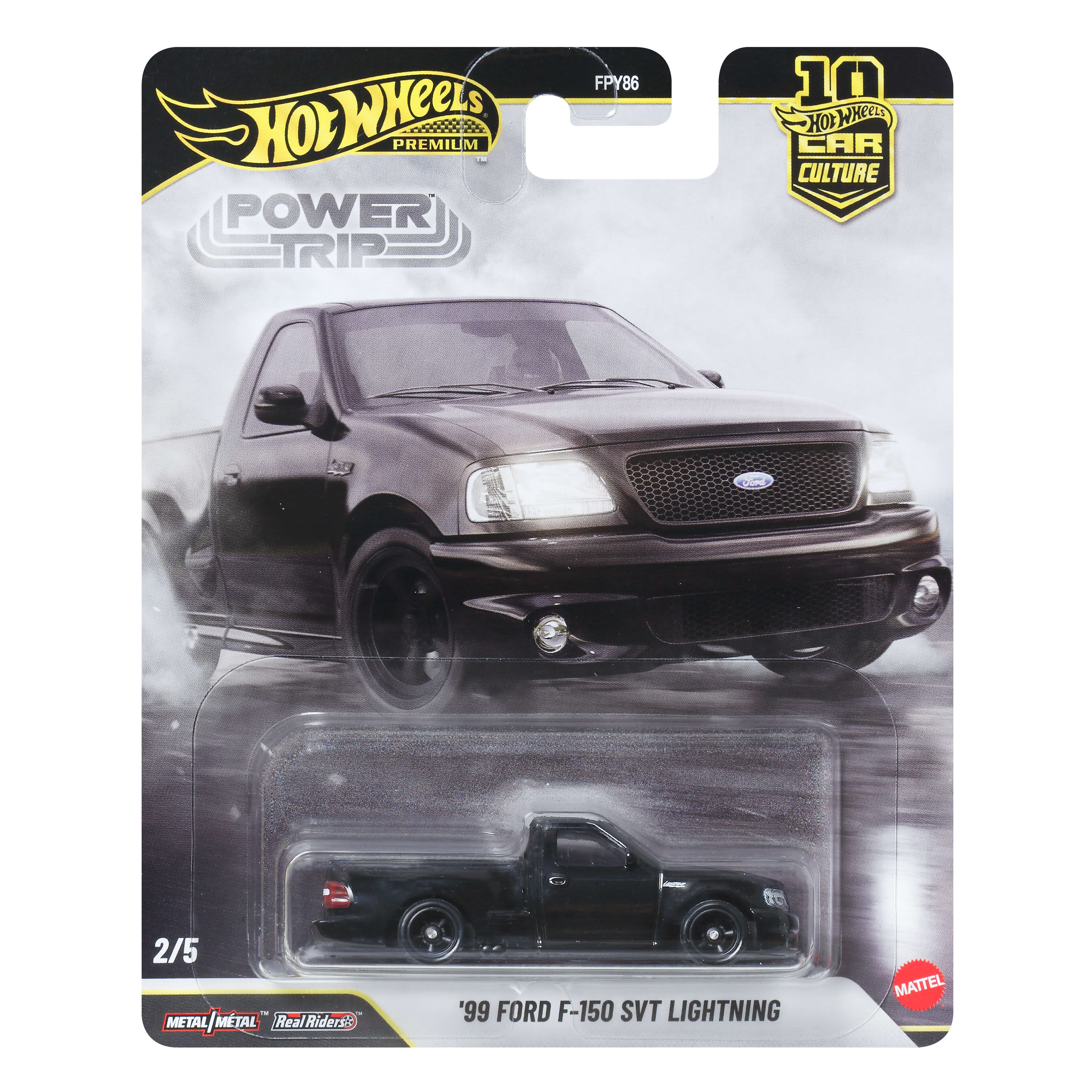 Hot Wheels Car Culture Premium 1:64 Scale Die-Cast ’99 Ford F150 SVT Lightning, Power Trip Truck
