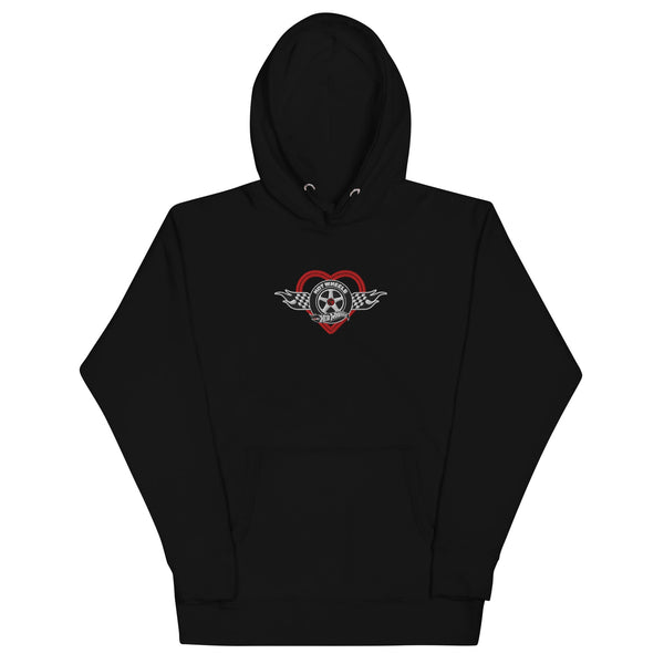 Image for Hot Wheels Checkered Hearts Embroidered Black Hoodie Product
