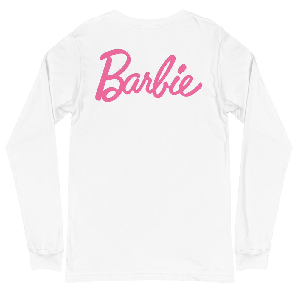 Barbie Classic Logo Unisex White Long Sleeve Shirt