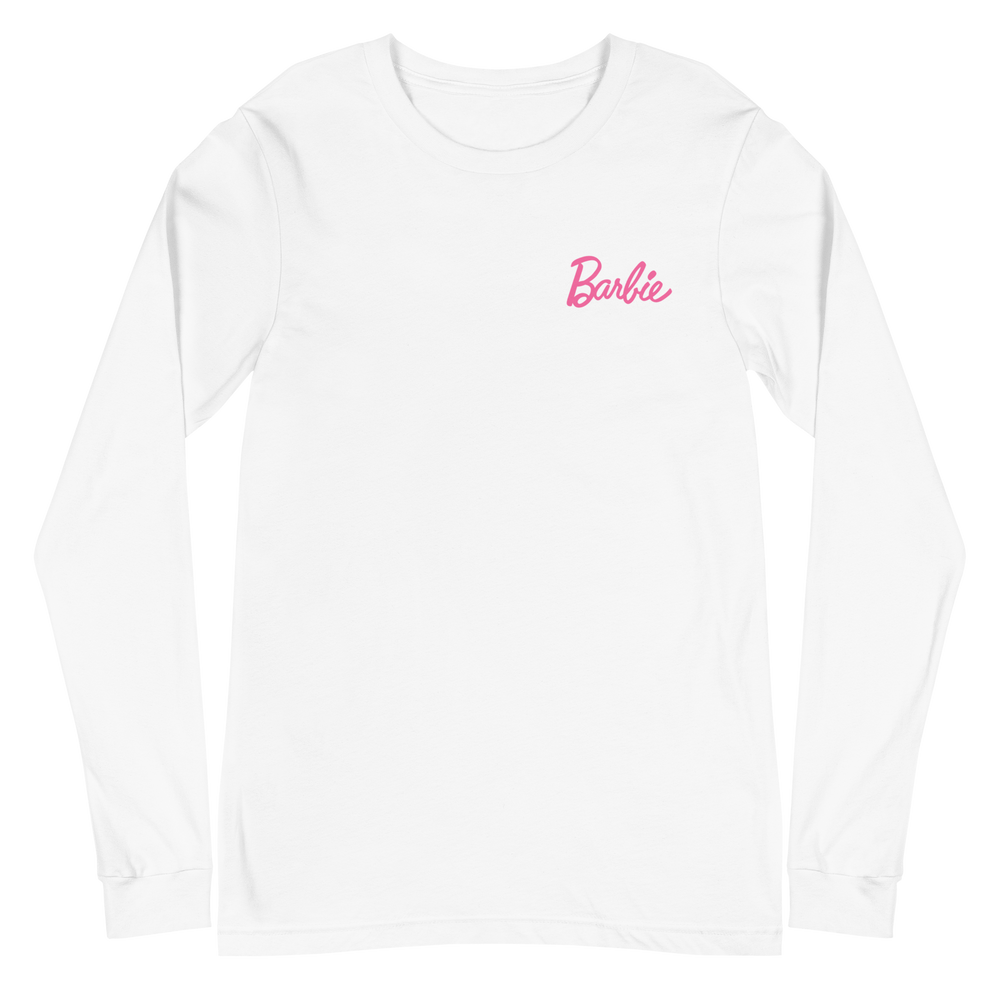 Barbie Classic Logo Unisex White Long Sleeve Shirt