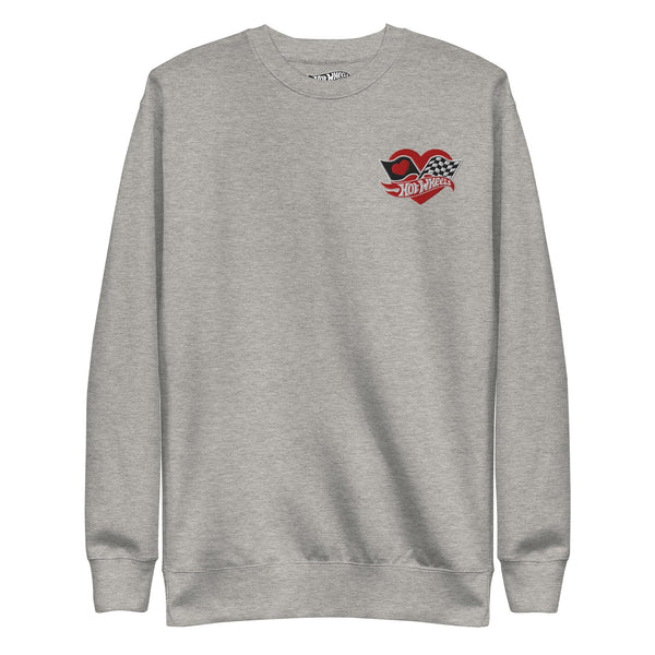 Image for Hot Wheels Checkered Hearts Embroidered Grey Sweatshirt Product